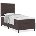 vidaXL Lit à ressort avec matelas marron foncé 90x200 cm tissu