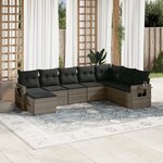 vidaXL Salon de jardin 8 Pièces avec coussins gris résine tressée