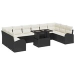 Ensemble de Canapés de Jardin de 11 pièces avec coussins en rotin noir