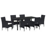 vidaXL Ensemble de Salle à Manger de Jardin 7 Pièces Noir Poly Rotin