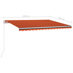 vidaXL Auvent automatique capteur de vent et LED 4 5x3 m Orange marron