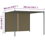 vidaXL Pergola de jardin avec auvent rétractable 3x3 m Taupe 180 g/m²