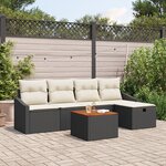 vidaXL Ensemble de 6 Canapés de Jardin avec Coussins Noir en Poly Rattan