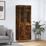 vidaXL Buffet haut Chêne fumé 69 5x34x180 cm Bois d'ingénierie