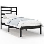 vidaXL Cadre de lit Noir Bois massif 75x190 cm Petit simple