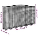 vidaXL Paniers à gabions arqués 7 Pièces 400x50x220/240 cm Fer galvanisé
