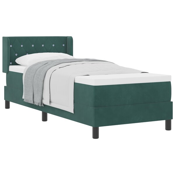 lit box spring vidaXL avec matelas vert foncé 80x200 cm en velours