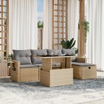 vidaXL Salon de jardin avec coussins 6 Pièces beige résine tressée
