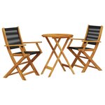 vidaXL Ensemble de bistro 3 Pièces noir polypropylène et bois massif