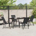 vidaXL Ensemble de salle à manger de jardin 5 pièces noir Textilène et acier