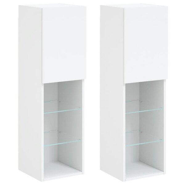 vidaXL Meubles TV avec lumières LED 2 Pièces blanc 30 5x30x102 cm