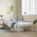 vidaXL Cadre de lit métal avec tête de lit/pied de lit blanc 90x190 cm