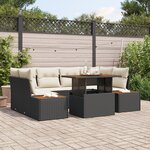 Set de 6 Canapés de Jardin avec Coussins en Rattan Noir