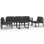 vidaXL Salon de jardin 6 Pièces avec coussins Aluminium Anthracite