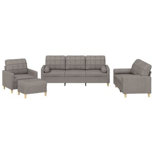 vidaXL Ensemble de canapés 4 Pièces avec coussins taupe tissu