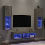 vidaXL Unités murales TV avec LED 5 Pièces gris sonoma bois d'ingénierie