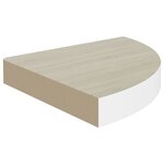 vidaXL Étagères d'angle murales 4 Pièces Chêne et blanc 35x35x3 8 cm MDF