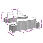 Ensemble de canapé de jardin 7 pièces avec coussins beige poly rattan acacia