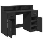 Bureau table poste de travail meuble d'ordinateur informatique étude avec lumières LED 120 x 55 x 91 cm bois d'ingénierie noir 02_0023427
