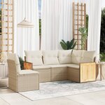 vidaXL Salon de jardin avec coussins 5 Pièces beige résine tressée