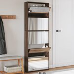 vidaXL Armoire à chaussures miroir 5niveaux Chêne marron 63x17x169 5cm