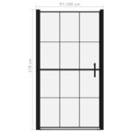 vidaXL Porte de douche verre trempé 100x178 cm noir