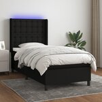 vidaXL Sommier à lattes de lit matelas et LED Noir 90x190 cm Tissu