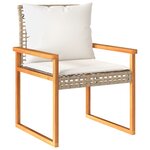 vidaXL Ensemble de bistro et coussins 3 Pièces mélange beige rotin acacia