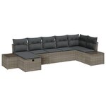 vidaXL Ensemble de Canapé de Jardin 7 pièces avec Coussins Gris Poly Rattan