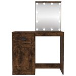vidaXL Coiffeuse avec LED chêne fumé 90x50x132 5 cm bois d'ingénierie
