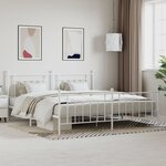vidaXL Cadre de lit métal avec tête de lit/pied de lit blanc 193x203cm