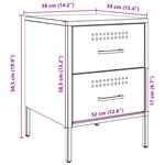 vidaXL Table de chevet rose 36x39x50 5 cm acier