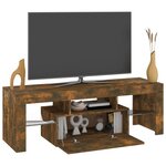 vidaXL Meuble TV avec lumières LED chêne fumé 120x35x40 cm