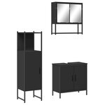 vidaXL Ensemble de meubles salle de bain 3 Pièces noir bois d'ingénierie