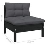 Salon de jardin meuble d'extérieur ensemble de mobilier 11 pièces avec coussins noir bois de pin 02_0015384