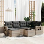 vidaXL Salon de jardin avec coussins 7 Pièces gris clair résine tressée