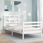 vidaXL Cadre de lit sans matelas blanc bois massif