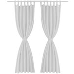 2 Pièces Rideau à Passant Micro Satin Blanc 140 x 245 cm