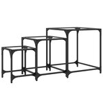 vidaXL Tables basses gigognes 3 Pièces dessus en verre transparent acier