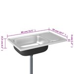 vidaXL Jeu d'évier de cuisine et égouttoir argenté 800x500x155 mm inox