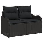 Ensemble de Canapé de Jardin 8 Pièces avec Coussins Noir Poly Rattan