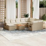 vidaXL Salon de jardin 11 Pièces avec coussins beige résine tressée