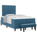 vidaXL Lit à ressorts avec matelas et banc bleu foncé 120x200 cm en velours