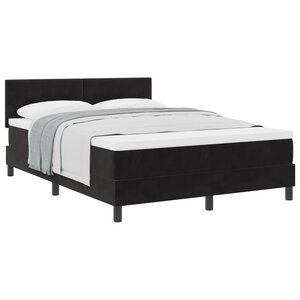 Lit Box Spring vidaXL avec Matelas Noir 160x200 cm en Velours