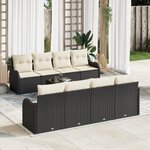 vidaXL Ensemble de Canapés de Jardin 9 Pièces avec Oreillers Noir Rotin Poly