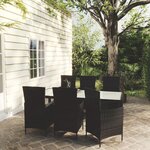 vidaXL Salon de jardin 7 Pièces avec coussins résine tressée noir
