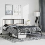 vidaXL Cadre de lit métal sans matelas avec pied de lit noir 135x190cm