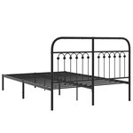 vidaXL Cadre de lit métal avec tête de lit noir 135x190 cm