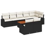 vidaXL Ensemble de canapé de jardin 9 pièces avec coussins noir Poly Rattan Acacia