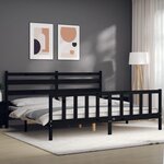 vidaXL Cadre de lit avec tête de lit noir 200x200 cm bois massif